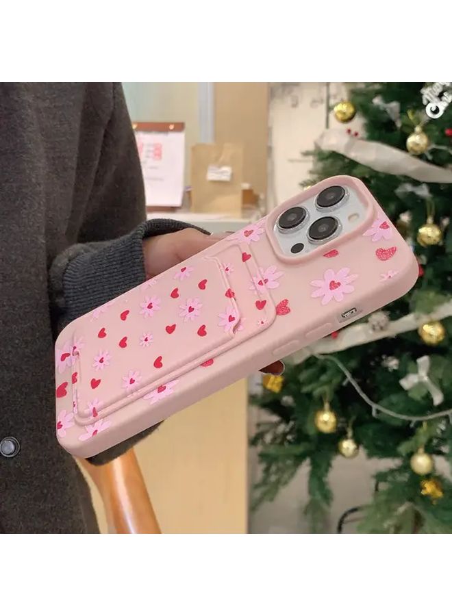 Pink Phone Case With Self Adhesive Card Holder Bow For IPhone 16 Pro Max - Image 4